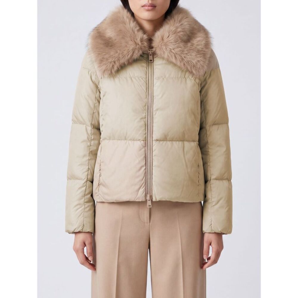 Herno Women Herno Short Quilted Nylon Down Jacket With Fur Collar